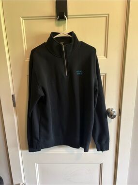 Cisco Men's Black Quarter-Zip Pullover with Teal Logo